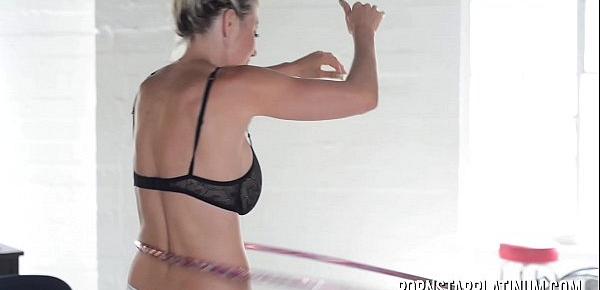  Busty MILF pornstar Puma Swede hula hooping naked